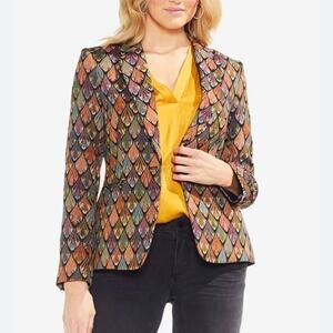 Vince Camuto Multicolor Tapestry Blazer Single Button Closure Earth Tones Sz 10